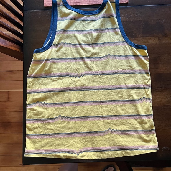 Patagonia “Ridge Rise Stripe Repeat” Organic Tank Top Yellow and Navy size M - Picture 10 of 13